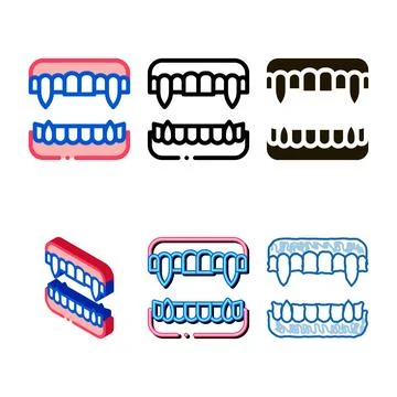 Halloween fangs edition icon vector outline Stock Illustration