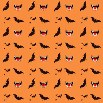 Halloween festive seamless pattern background with hand drawing element Stock Illustration