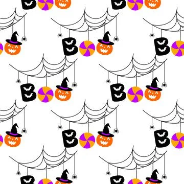 Halloween festive seamless pattern. Boo with halloween element. Stock Illustration