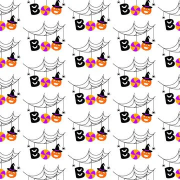 Halloween festive seamless pattern. Stock Illustration