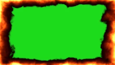 Halloween Fire Frame Green Screen Loop Burning Border Motion Background. Stock Footage 344864762