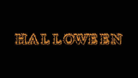 Halloween fire text effect black background Stock Footage 136196903