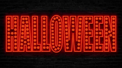 Halloween flashing lamps text, loop animation, neon sign Stock Footage 138048433