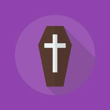 Halloween Flat Icon. Coffin Stock Illustration