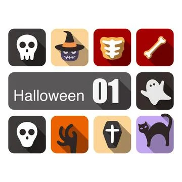 Halloween flat icon design set vector illustration Stock Illustration