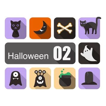 Halloween flat icon design set vector illustration Stock Illustration