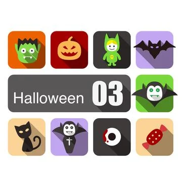 Halloween flat icon design set vector illustration Stock Illustration