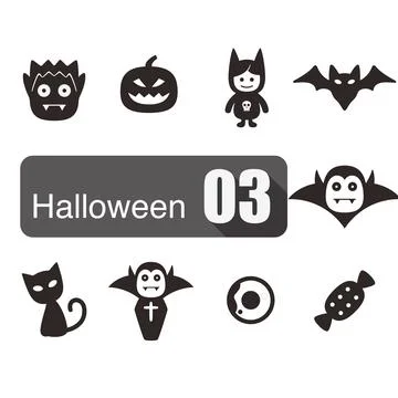Halloween flat icon design set vector illustration Stock Illustration