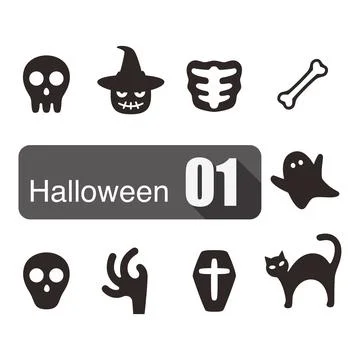 Halloween flat icon design set vector illustration Stock Illustration