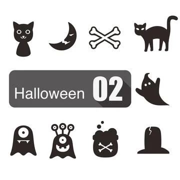 Halloween flat icon design set vector illustration Stock Illustration