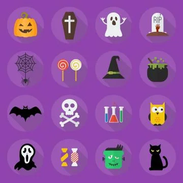 Halloween Flat Icon Set Stock Illustration