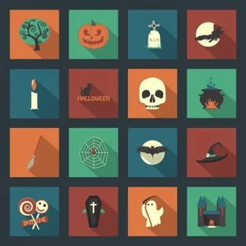Halloween flat icons set Stock Illustration