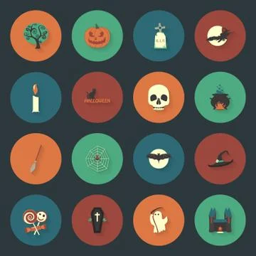 Halloween flat icons set Stock Illustration
