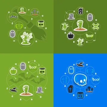 Halloween flat infographic Stock Illustration