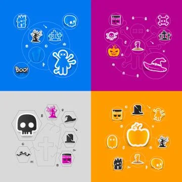Halloween flat infographic Stock Illustration