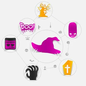 Halloween flat infographic Stock Illustration