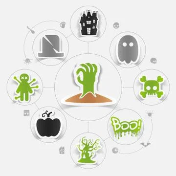 Halloween flat infographic Stock Illustration