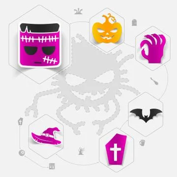 Halloween flat infographic Stock Illustration