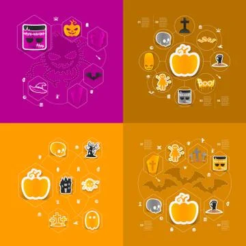Halloween flat infographic Stock Illustration