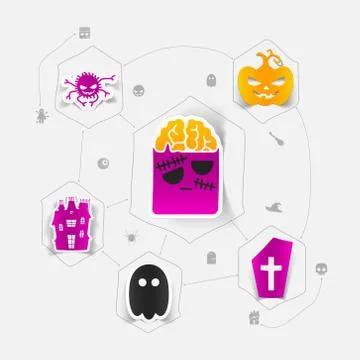 Halloween flat infographic Stock Illustration