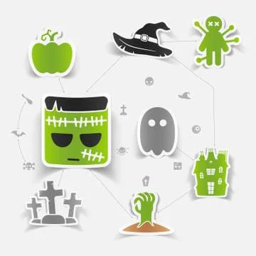 Halloween flat infographic Stock Illustration