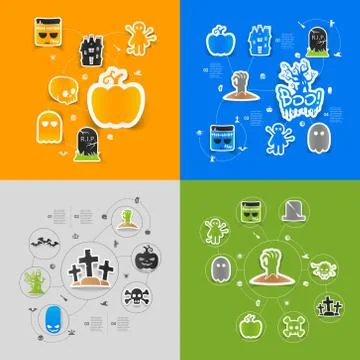 Halloween flat infographic Stock Illustration