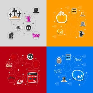 Halloween flat infographic Stock Illustration