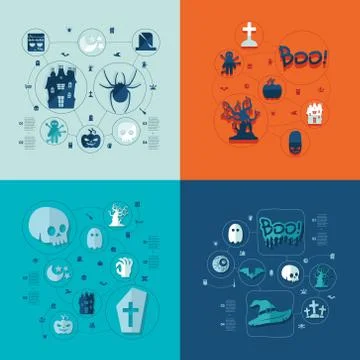 Halloween flat infographic Stock Illustration