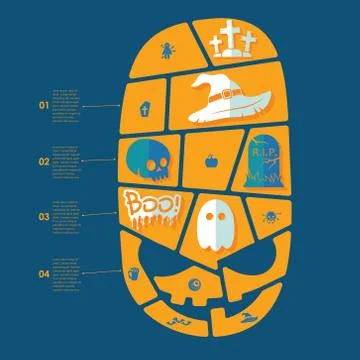 Halloween flat infographic Stock Illustration