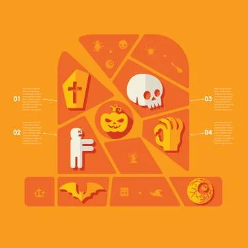 Halloween flat infographic Stock Illustration