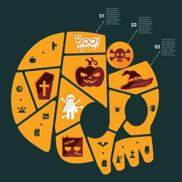 Halloween flat infographic Stock Illustration