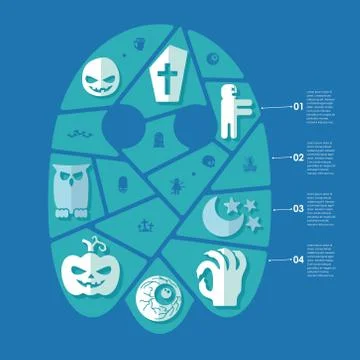 Halloween flat infographic Stock Illustration