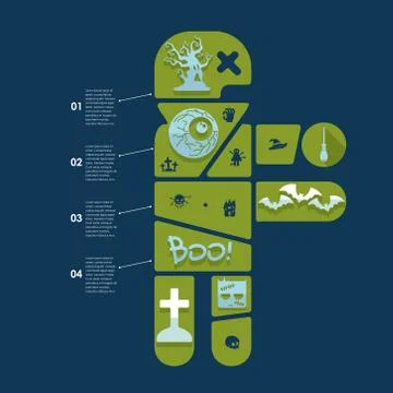 Halloween flat infographic Stock Illustration