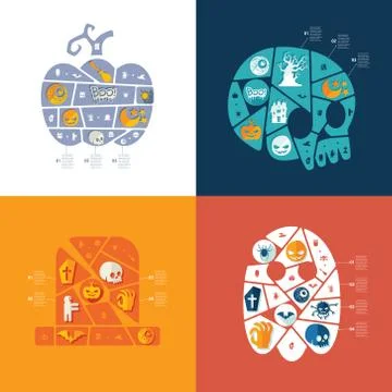 Halloween flat infographic Stock Illustration