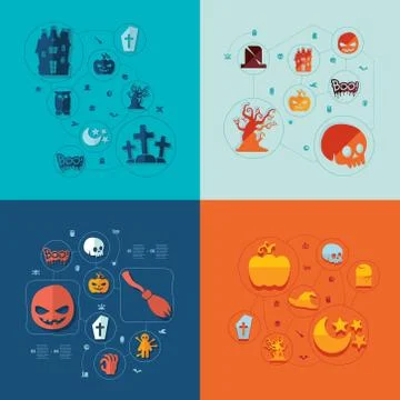 Halloween flat infographic Stock Illustration