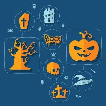 Halloween flat infographic Stock Illustration