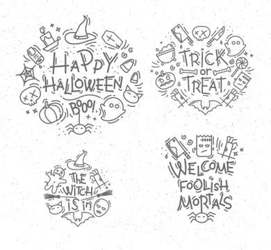Halloween flat monograms Stock Illustration