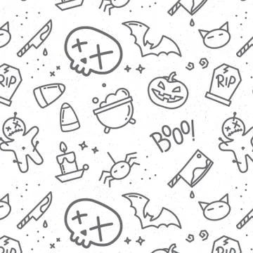 Halloween flat pattern skull Stock Illustration