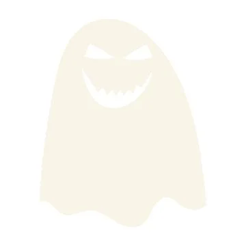 Halloween Flat Sinister White Ghost Icon Stock Illustration