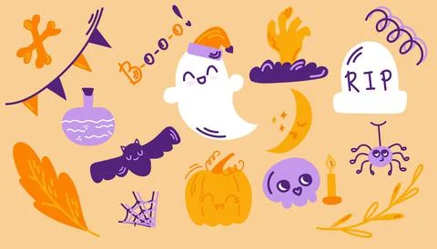Halloween Flat Vector Set Stock Illustration