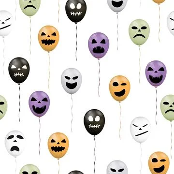 Halloween flying balloons seamless pattern 스톡 일러스트