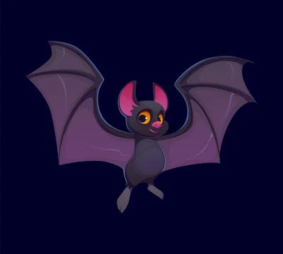 Halloween flying bat character with spread wings 库存插图