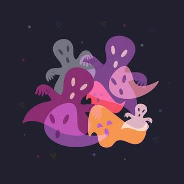 Halloween. Flying ghosts. Illustration. Stock Illustration