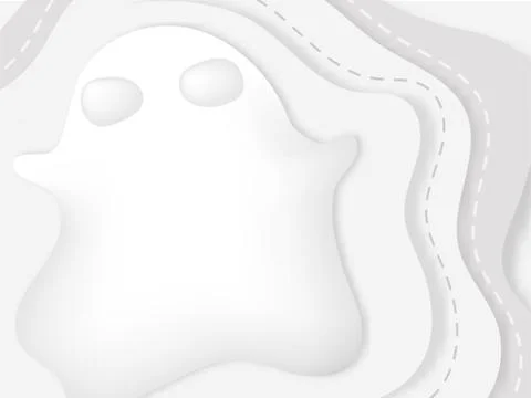Halloween flying white ghost background Illustrazione stock