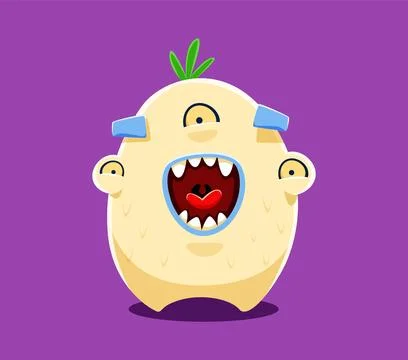 Halloween font digit 0 zero monster character Stock Illustration