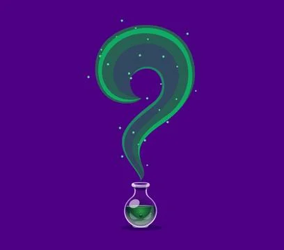 Halloween font, witch magic potion question mark Stock Illustration