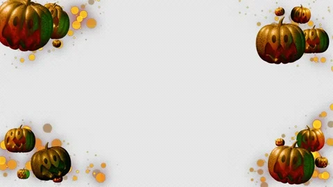 Halloween frame with 3D pumpkins and golden particles Stock-Footage 291865814