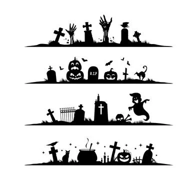 Halloween frame and divider with black silhouettes Stock Illustration