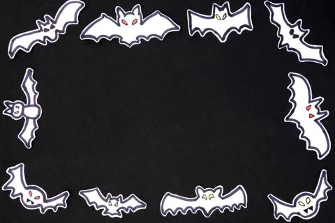 Halloween frame bats  horizontal Stock Illustration