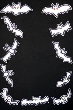 Halloween frame bats vertical Stock Illustration